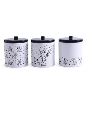 Disney 101 Dalmatians Black & White Canister Set of 3 Home at ASDA