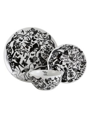 Black & White Twisted Tales Dinner Set 12 Piece Home at ASDA