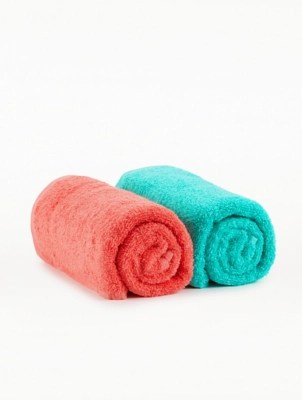 Coral & Aqua Beach Towel Set of 2 Home at ASDA