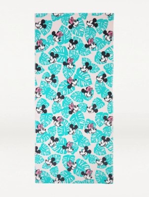 Mickey & Minnie Leaf Mint Printed Beach Towel Home at ASDA