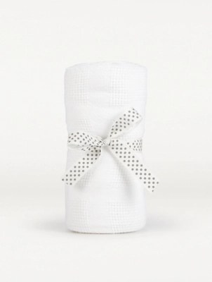 White Cellular Baby Shawl Baby at ASDA