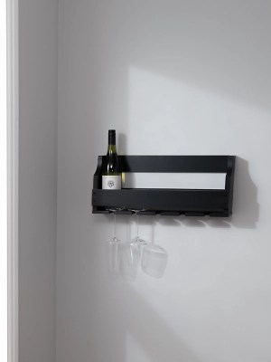 Black Wood Bar Shelf Home at ASDA