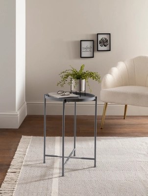 Charcoal Metal Side Table Home at ASDA