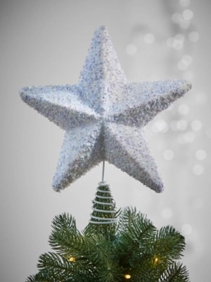White Glitter Star Tree Topper Christmas at ASDA