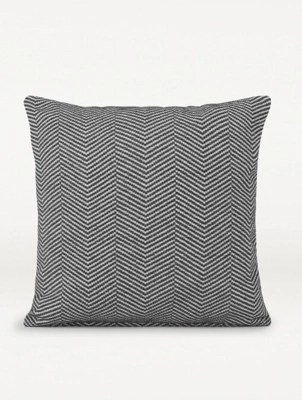 Charcoal Chenille Chevron Cushion Home at ASDA