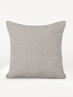 Natural Chenille Chevron Cushion Home at ASDA