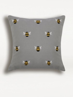 Grey Tufted Bee Cushion Home at ASDA