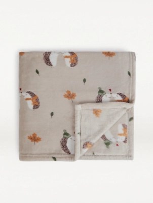 Natural Hedgehog Couple Super Soft Throw Home at ASDA