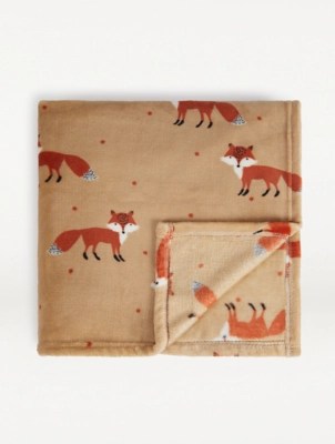 Natural Woodland Fox Super Soft Throw Home at ASDA