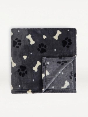 Charcoal Paw Print Super Soft Throw Home at ASDA