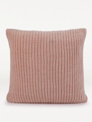 Pink Chunky Knit Cushion Home at ASDA