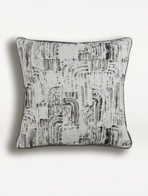 Grey Arc Pattern Cushion Home at ASDA