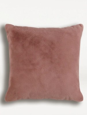 Large Plain Faux Fur Cushion Cover Stack at ASDA