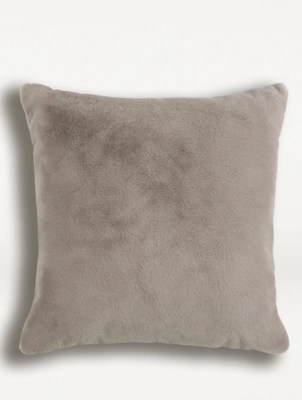 Large Plain Faux Fur Cushion Cover Stack at ASDA