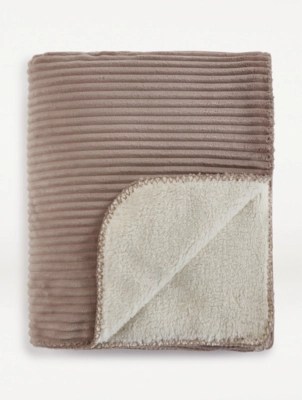 Mocha Jumbo Sherpa Textured Throw Home at ASDA