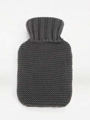 Kids' Grey Mini Knit Hot Water Bottle Home at ASDA