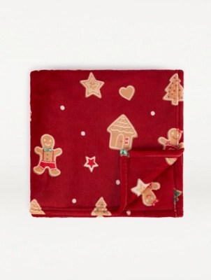 Red Gingerbread Man Super Soft Throw Home at ASDA