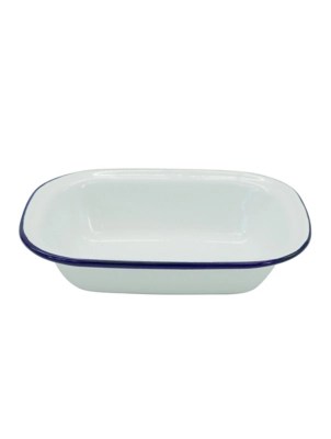 White & Blue Small Enamel Pie Dish Home at ASDA