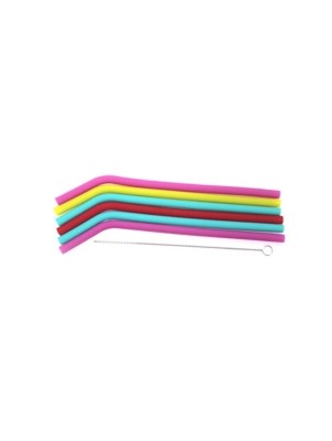 Silicone Straws & Brush Set of 6 Home at ASDA