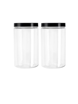 Black Screw Top Jars Set of 2 Home at ASDA