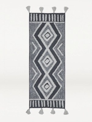 Grey Extra Long Tribal Bath Mat Home at ASDA