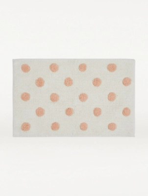 Peach Polka Dot Bath Mat Home at ASDA