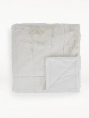 Cream Faux Fur Throw Home at ASDA