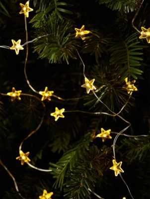 50 Warm White LED Star Copper Wire String Lights Christmas