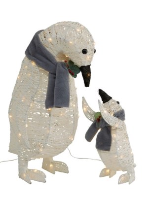 Silver Mother & Baby Penguin Outdoor Christmas Light Christmas
