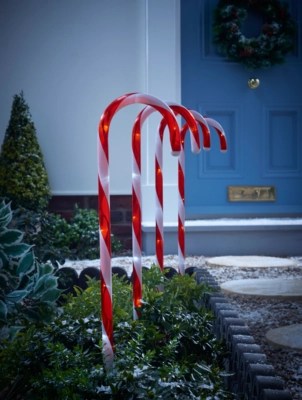 Red Candy Cane Stake Light 4Pack Christmas at ASDA