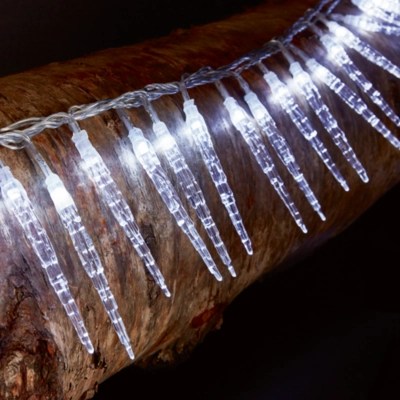 50 Large White Icicle Christmas String Lights Christmas at ASDA