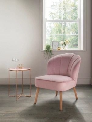 Pink Velvet Cocktail Accent Chair Home at ASDA