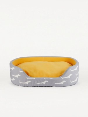 Grey Sausage Dog Print Foam Dog Bed Home at ASDA