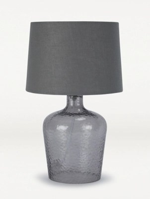 Grey Glass Table Lamp Home at ASDA