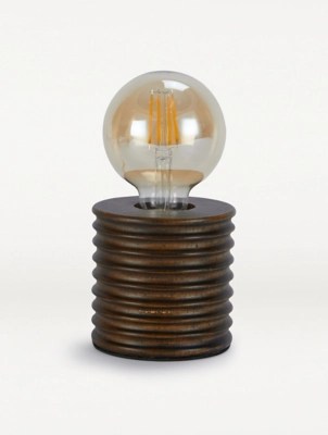 Brown Wooden Bulb Battery Lamp Home at ASDA