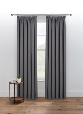 Charcoal Super Soft Thermal Pencil Pleat Curtains Home at ASDA