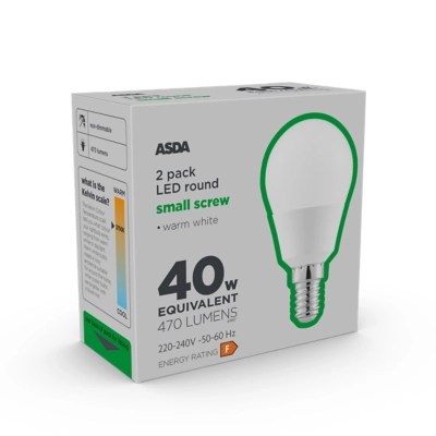 LED Round 40W Small Screw Lightbulb Home at ASDA