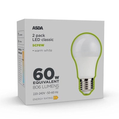 LED Classic 60W Large Screw Lightbulb Home at ASDA