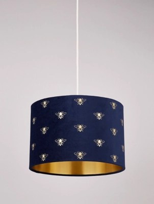 Navy Velvet Bee Light Shade Home at ASDA