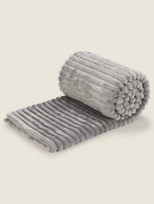 Grey Ribbed Super Soft Throw Home at ASDA