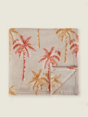 Pink Palm Tree Super Soft Throw Home at ASDA