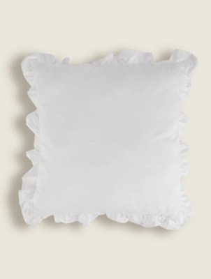 Plain Frill Cushion Home at ASDA