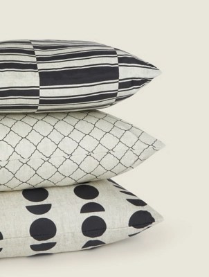 Black & Grey Cushion Cover Set of 3 Home at ASDA