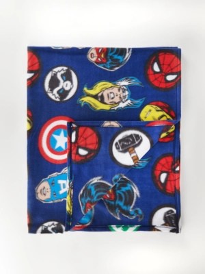 Marvel The Avengers Blue Fleece Throw Home at ASDA