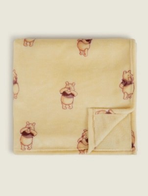 Disney Winnie The Pooh Yellow Fleece Throw Home at ASDA