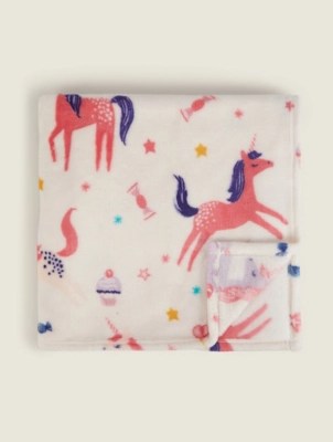 Multi Unicorn Fleece Throw Home at ASDA