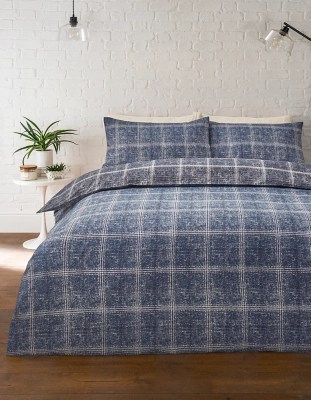 Navy Check Reversible Duvet Cover Set Home at ASDA