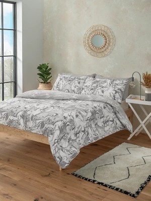 Grey Smoky Marble Reversible Duvet Cover Set Home at ASDA