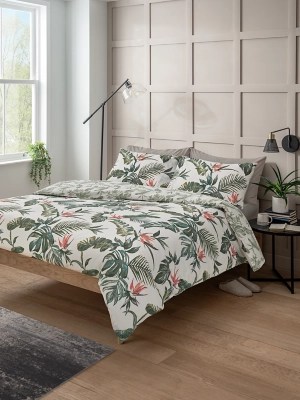Green Tropical Palm Reversible Duvet Cover Set Home at ASDA