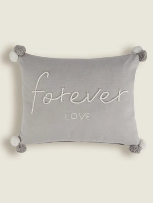 Grey Forever Love Slogan Cushion Home at ASDA